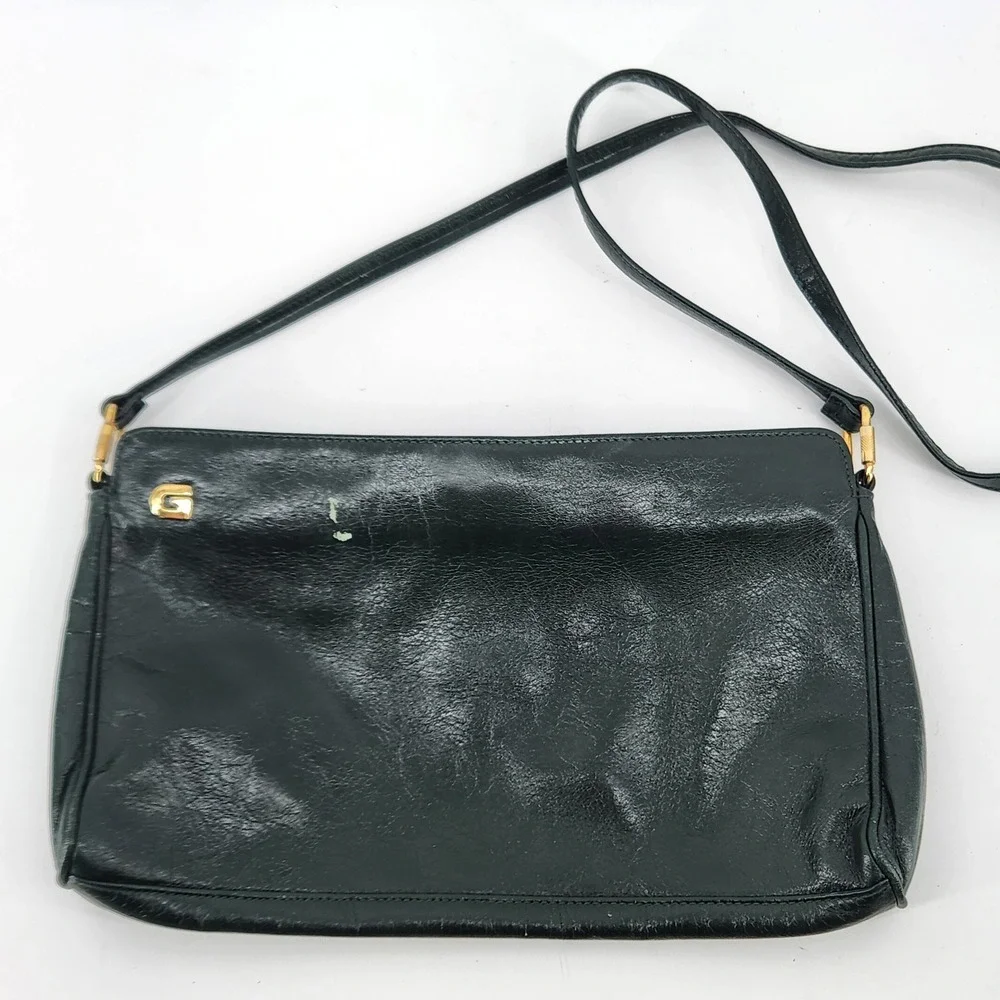 Vintage Ganson Crossbody Bag Green Faux Leather Hong Kong Small Purse